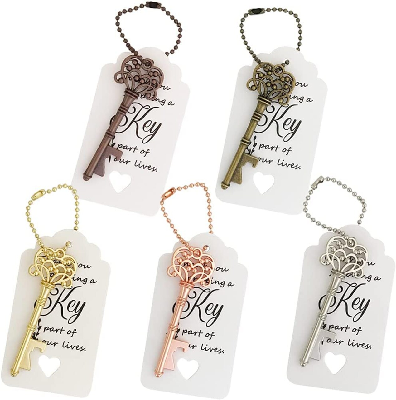 100 PCS Wedding Favors Key Bottle Openers,Bridal Shower Party Favors,Vintage Skeleton Key, Rustic Wedding Favors Decoration (5 colors mix and match)